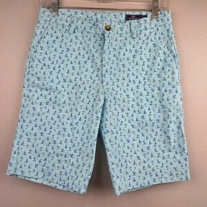 Vineyard Vines Boys Light Blue Nautical Sailboat Print Chino Shorts Size 14